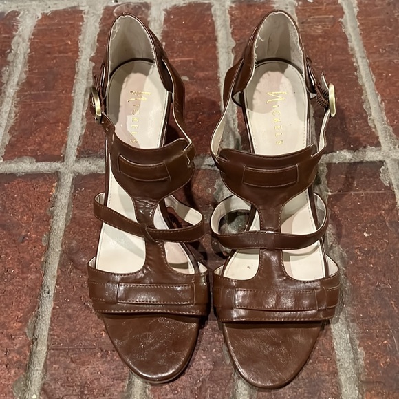 Nickels Brown Faux Leather Heels - Picture 3 of 6